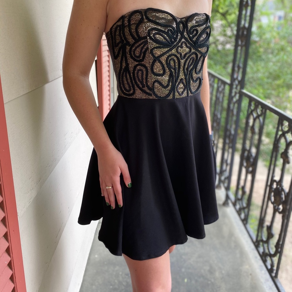 Black and Gold Embroidered Dress